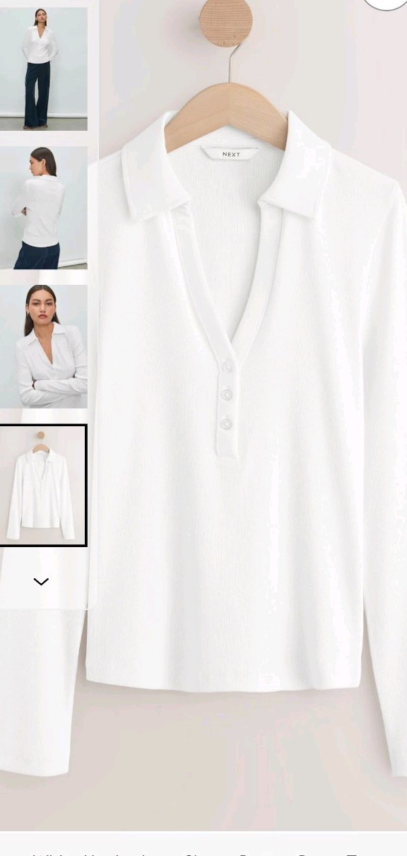 White Henley Long Sleeve Button Down Top