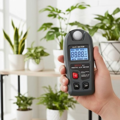 High Precision Luxmeter: 0-200,000 Lux Digital Tester for Gardens & Studios