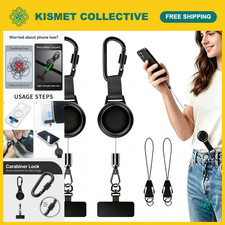 2 Pack Retractable Anti-Theft Phone Tether, Heavy Duty Steel Lanyard with Lockin