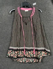 Umgee Floral Printed Tunic Top Womens Size S Multicolor Sleeveless V-Neck 