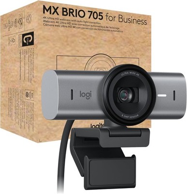 Logitech MX BRIO 705 Business 4K Webcam KI-Verbesserung Silber Schwarz USB-C