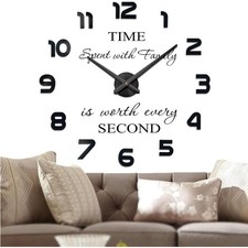 Wanduhr 3D Aufkleber modern, schwarz, , leise, Kinderzimmer