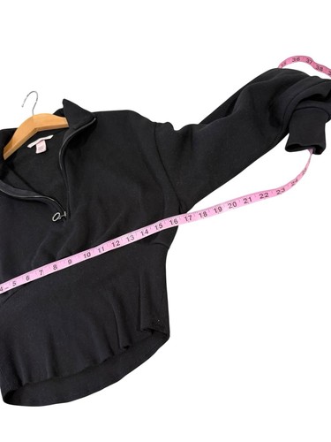 Victoria’s Secret Black Corset Style Pullover Sweatshirt Cropped Women’s Medium - Picture 6 of 7