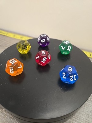 NEW Set of 6 Translucent D12 Game Dice Twelve Sided RPG D&D D12 Die