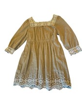 Madewell Womens L Olive Green Corduroy Embroidered Square Neck Mini Dress