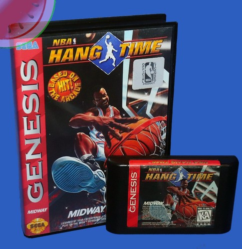 TESTED Sega GENESIS Game NBA HANG TIME Baketball NEW BATTERY SAVE with Case