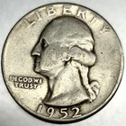 1952 P Washington 90% Silver Quarter Circulated Condition 25c US Coin - 2853