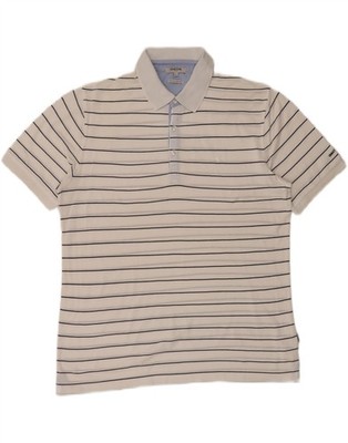 Geox Respira Mens Regular Fit Polo Shirt Large White Striped BL39