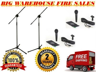 2 Peavey PVI100 1/4'' Wired Dynamic Cardioid Microphone+Mic Clip+Cable+Mic Stand