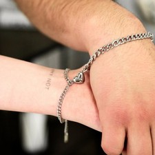 2PCS Magnetic Couple Bracelets Love Heart Matching Anniversary Gift For Her Him