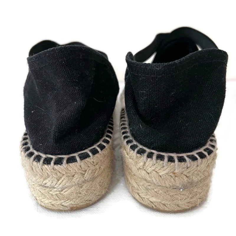 Alpargatas cunha de juta Bettye Muller feitas na Espanha tiras tamanho 38 lona EUA 7,5 - Imagem 3 de 4