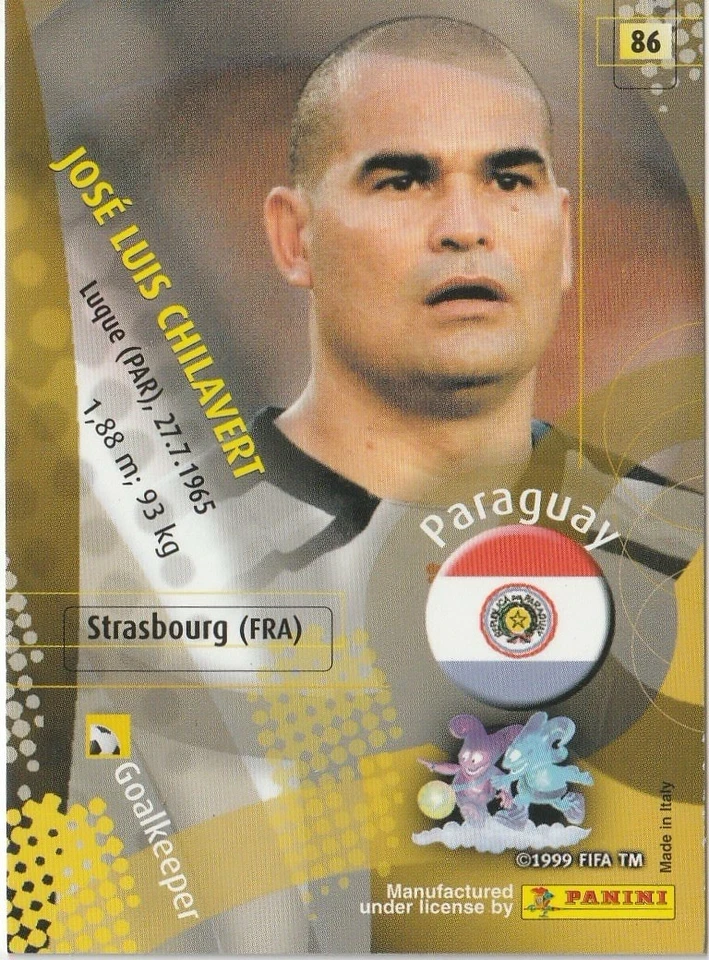 Copa Mundial Panini 2002 - José Luis Chilavert #86 (RC) ¡Más tarjeta de bonificación! Foto 3 de 4