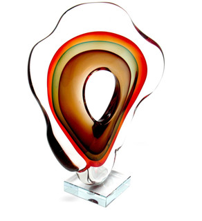 Riesiges 30 cm Murano Sommerso Technik Kunstglas untergetaucht Freiform Skulptur 2 4 kg