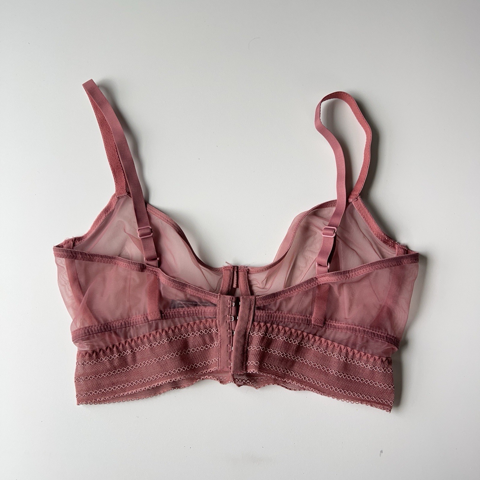 Else Lingerie Size 36DD Bare Underwire Sheer Longline Bra Rose Dust Pink