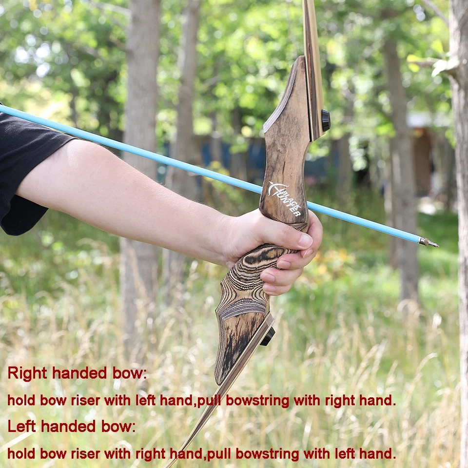 60'' Takedown Recurve Bow 20-60lbs Limbs Wooden Archery Hunting Target RH LH - Image 3 of 4