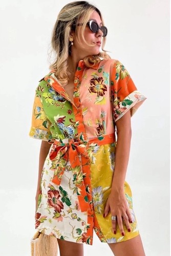 Alemais Dress Size AU 8 / US 4 Hotel Lamu Spliced Mini Floral Belted Shirtdress