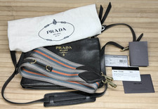 Prada Double Zip Crossbody Bag Black Leather 1BH046 Amazing - Orig Reg Cards