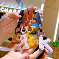 26 Letters Leather Alphabet Key Ring Custom Initial Keychain for Couples