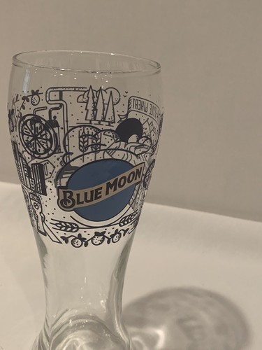 Blue Moon Tall Pilsner Beer Glass DENVER CO. Graphic - Picture 3 of 11