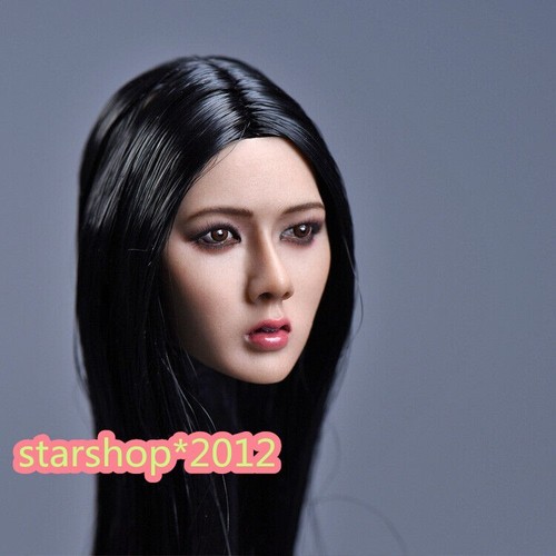 1:6 Head Sculpt Black Long Hair Girl Carved For 12" Female TBL PH Figure Body - Picture 7 of 18