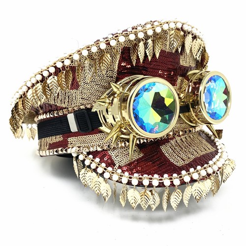 Steampunk RAVE Captain Style Luxury Women Girl Rhinestone Sequin Top Hat - Picture 25 of 29