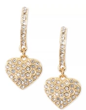 HOLIDAY LANE Gold-Tone Pavé Heart Drop Earrings