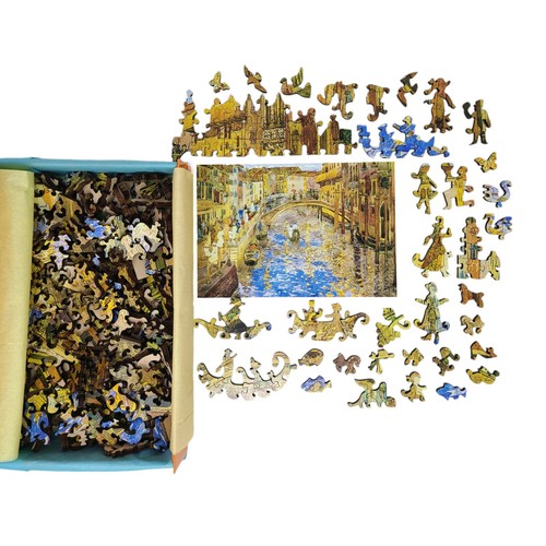 Wooden Jigsaw Puzzle for Adults by FoxSmartBox - 435 Pcs - Venetian Canal Scene - Picture 7 of 7