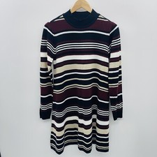 Ultra Flirt Juniors Size Large Long Sleeve Striped Sweater Dress in Black Multi