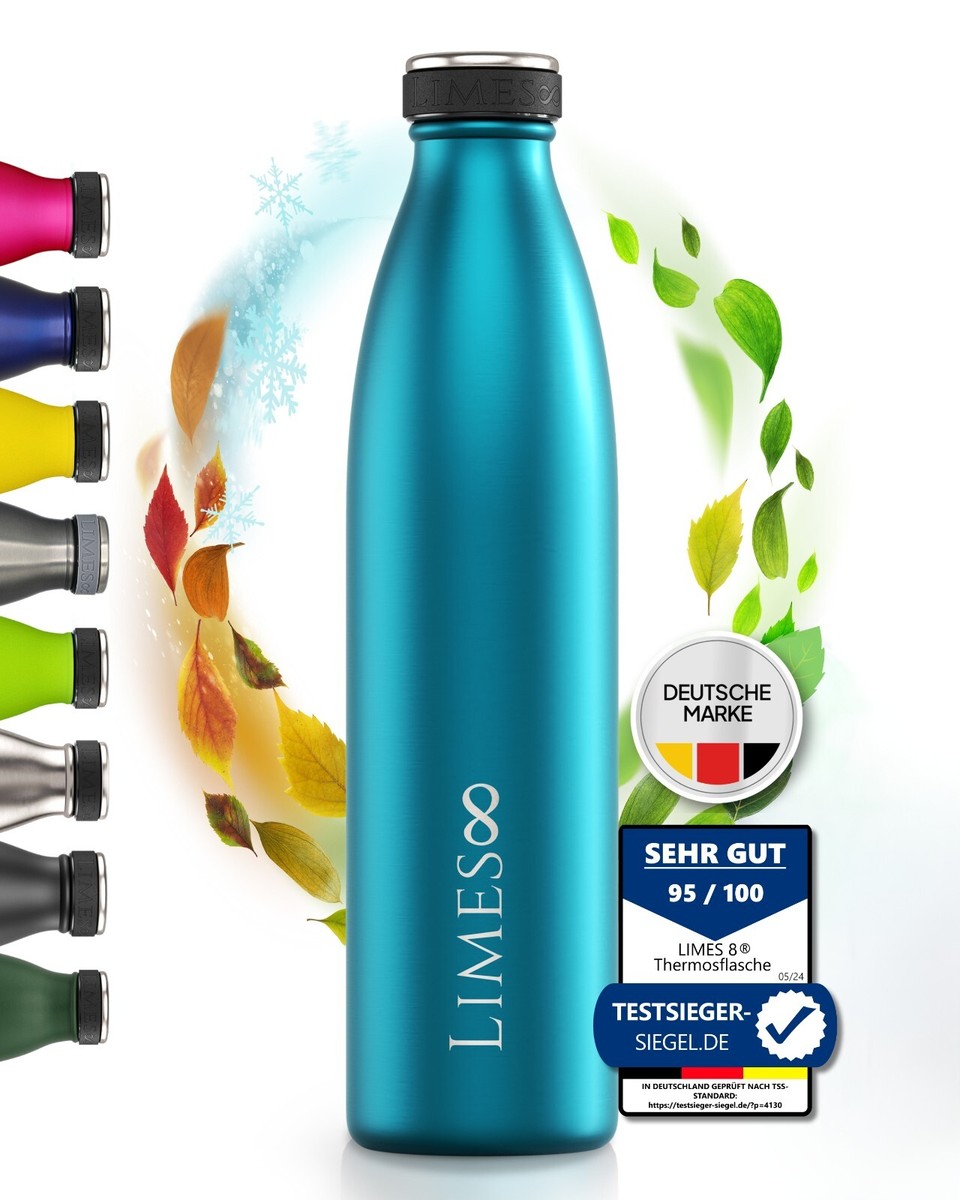 Thermosflasche 1l, Edelstahl Trinkflasche isoliert für Sprudel, auslaufsicher