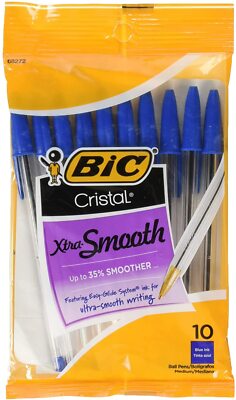 751766084321 Cristal Xtra Smooth Pens Blue Medium Point. 10-Pack