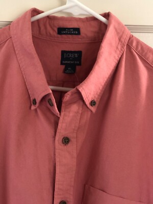 J.Crew Slim Untucked Garment Dye Mens XL Button Up Long Sleeve Shirt Salmon