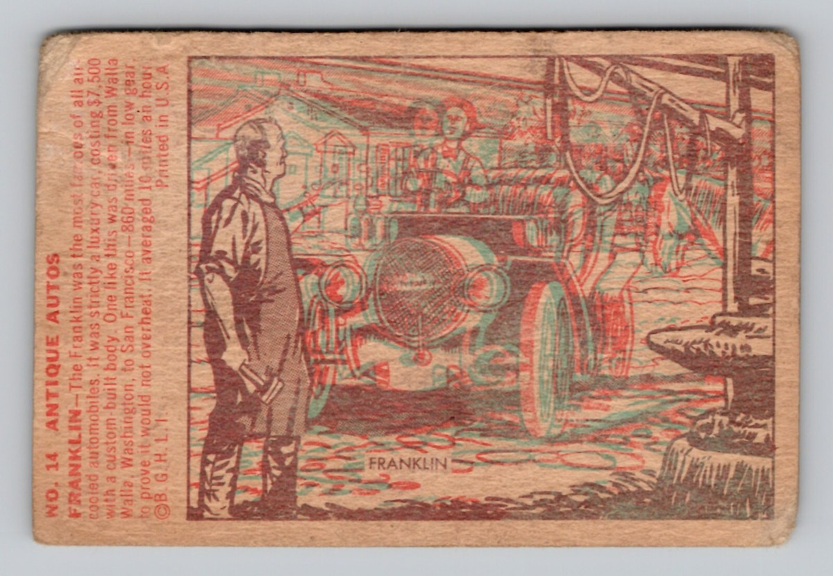 Vintage 3D 1953 Franklin Antique Autos Bowman Card No. 14 | eBay