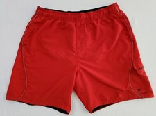 Vintage Nike Spellout Red Lined Swim Trunks Shorts Swoosh Pocket Men's Large