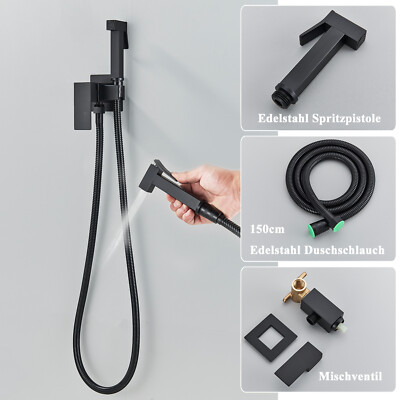 Schwarz Bidet Brause Edelstahl Hygiene wc Handbrause Armatur set Duschschlauch
