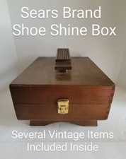 Vintage Sears Shoe Shine Box Kit w/ Electric Buffer Brushes Other Vtg Items