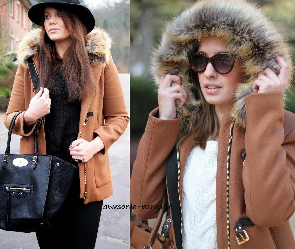 Zara hooded top duffle coat