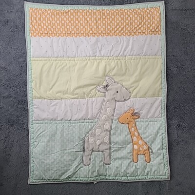 CARTER'S CHILD of MINE GIRAFFE 3D PATCHWORK QUILT NOAHS ARK DOTS BABY BLANKET 