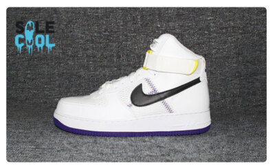 Nike Men\'s Purple Swoosh High-Top Athletic Shoes - White Nike White & Purple Dunk High Retro Sneakers Nike main image 2