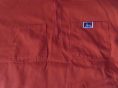 Ben Davis Shirt Mens 2XL Orange 1/4 Zip Workwear Vtg Made in USA