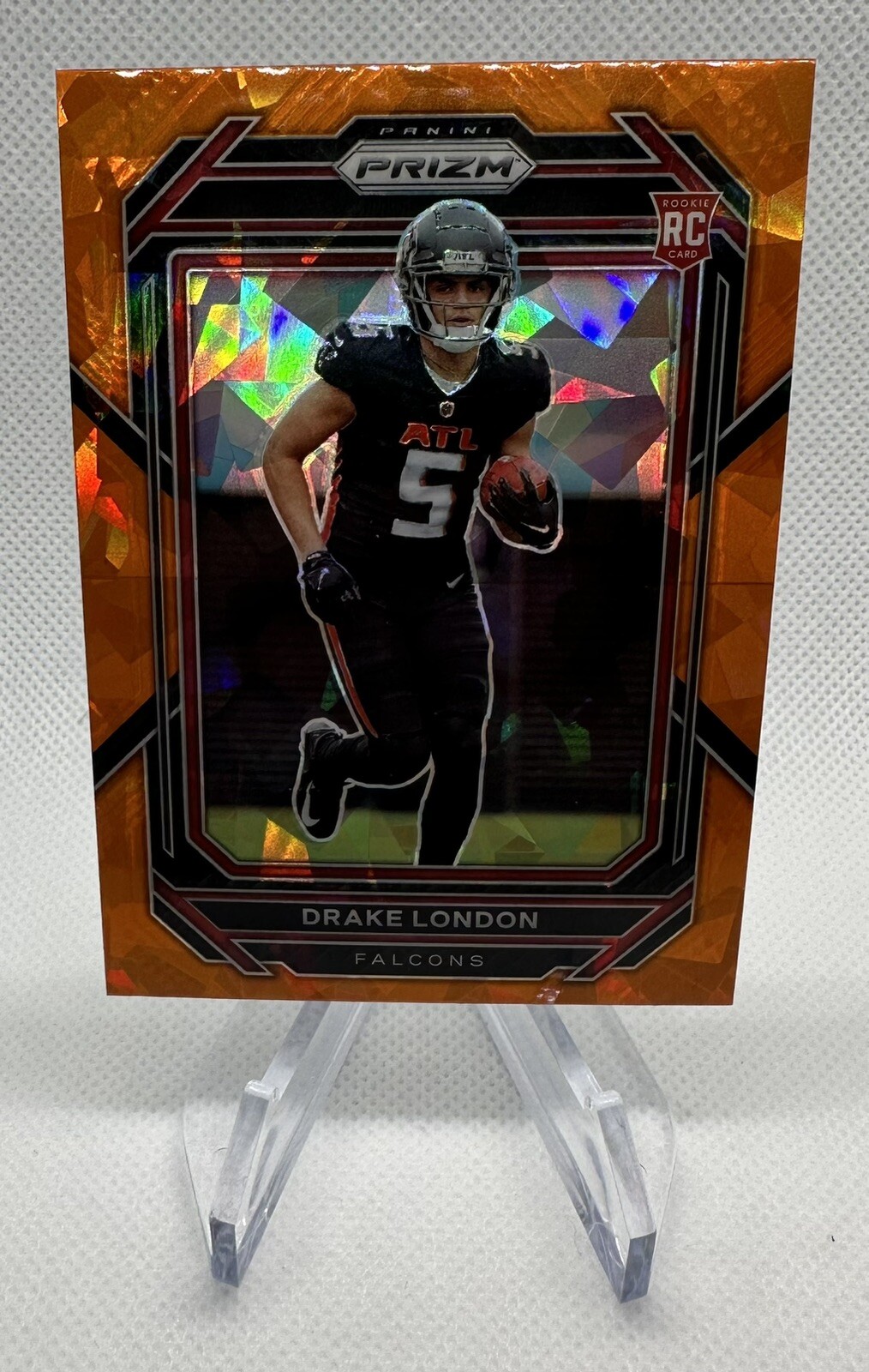 Drake London 2022 Panini Prizm Orange Cracked Ice #308 Atlanta Falcons