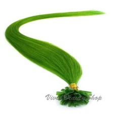 50 Pre Glue Bonded U Nail Tip Keratin Fusion Remy Human Hair Extension Green 22"