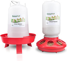 Chick Feeder and Waterer Kit, 2.2LBS Chick Feeder and 0.4Gal Chick Waterer with