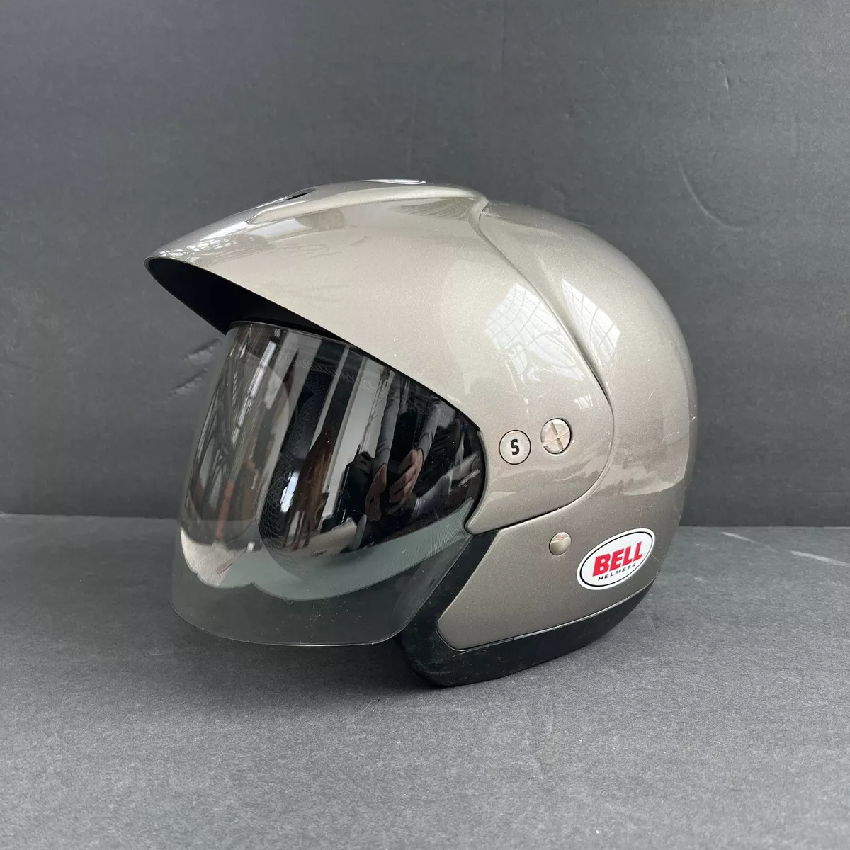 Bell Mag-8 Open Face Helmet With Visor & Shield ~ Size Small ~ Gray/Silver