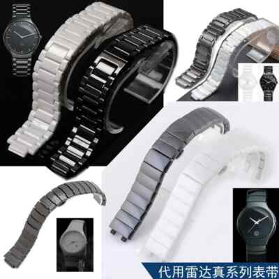 Ceramic Watch Strap for Rado Genuine Series Black/White 21mm Watchband Men Women