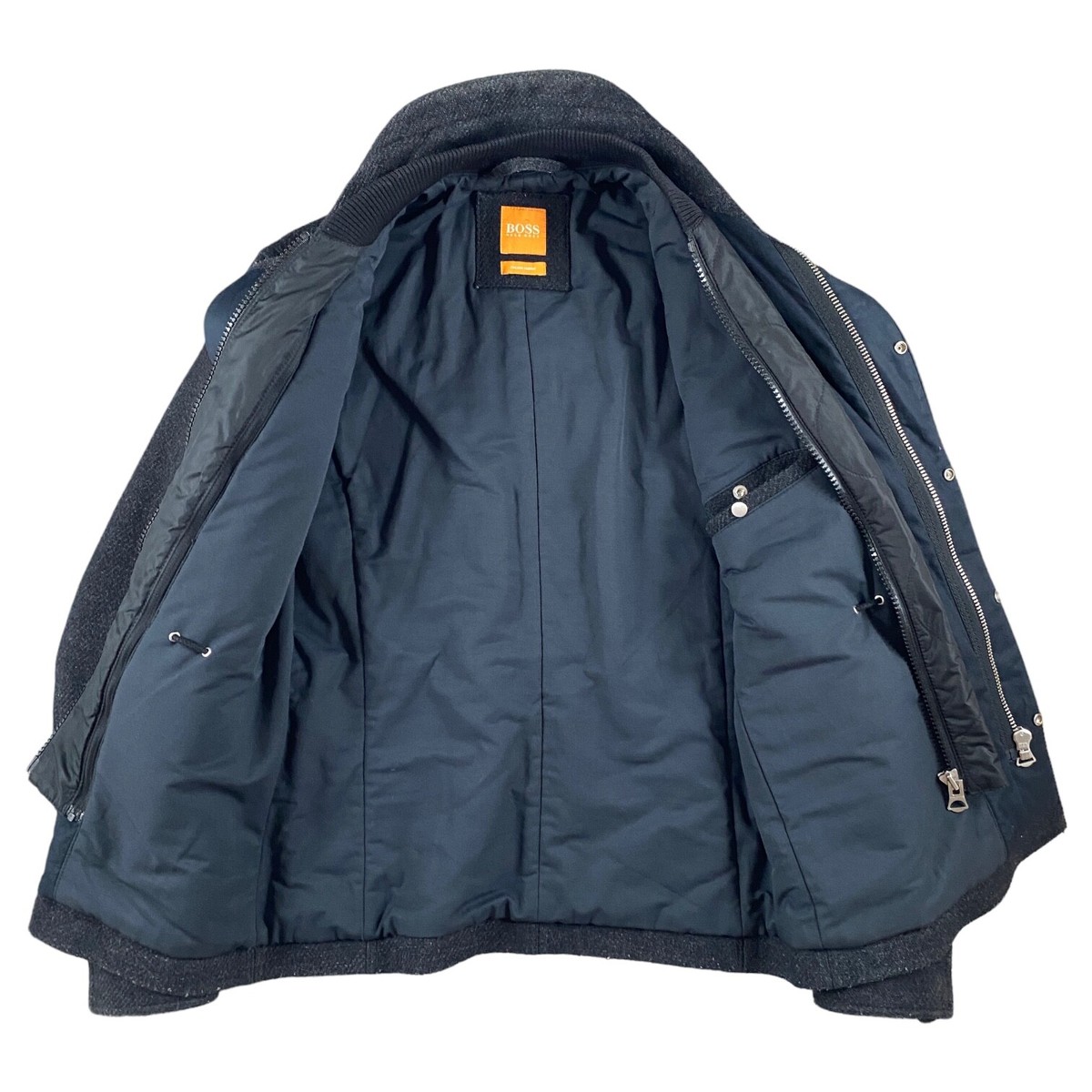 Boss Orange OHAWKE Black Coat Wool Blend Stand up Collar Double