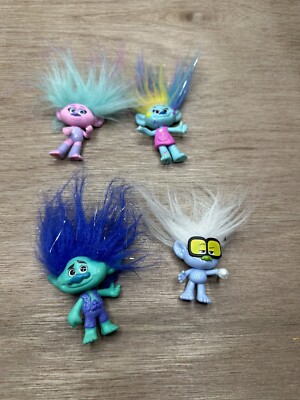 Lot Of 4 Dreamworks Trolls Branch  Hasbro DWA LLC Brushable Hair