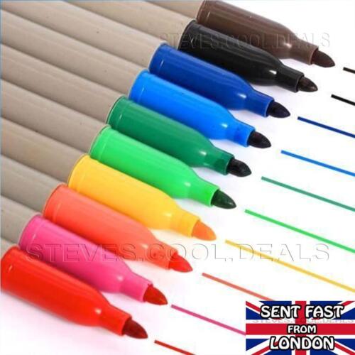 10 PERMANENT MARKER PENS MIXED COLOURS FINE FIBRE TIP BRIGHT & DARK office pack - Picture 1 of 2