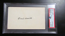 Earl Averill signed Index Card PSA Certified Encapsulated