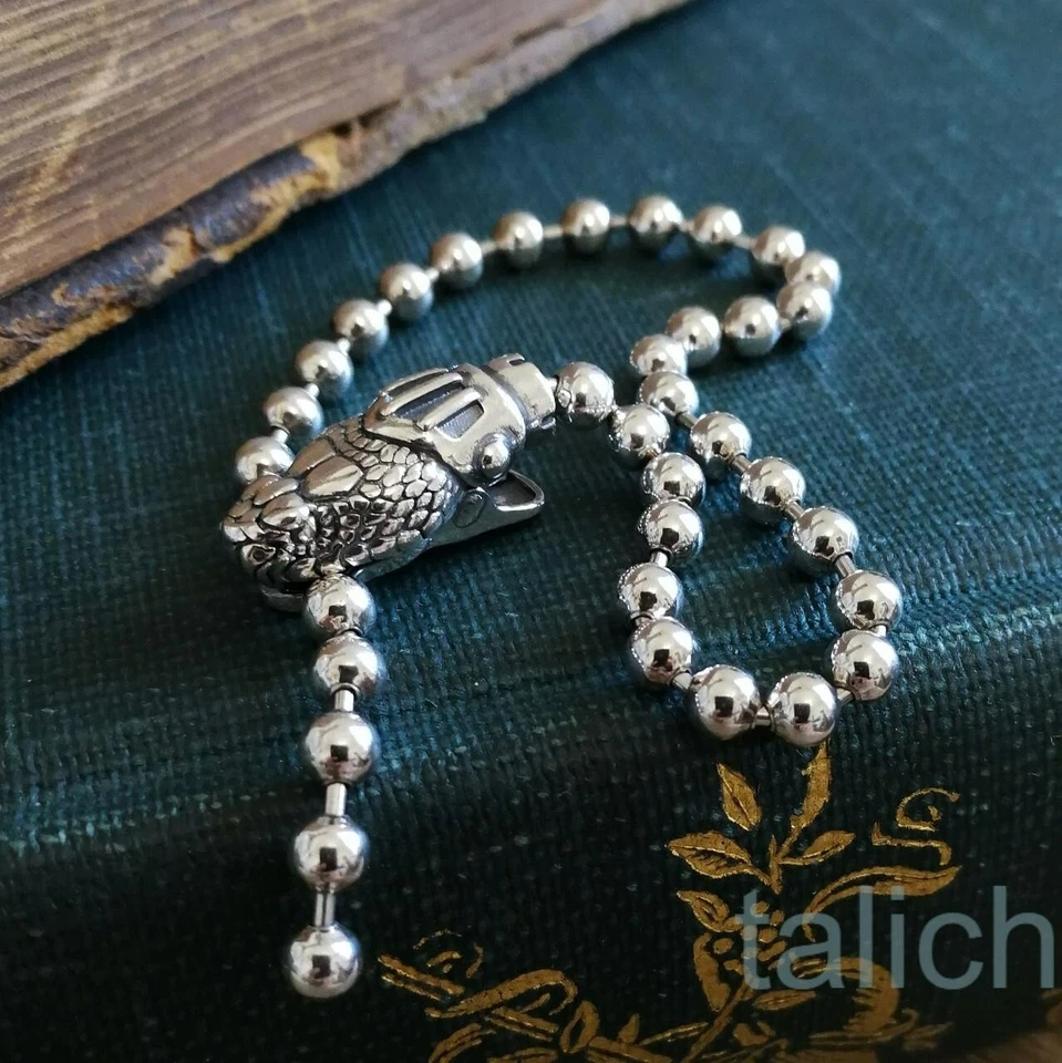 Shiny 925 Sterling Silver Ball Chain Snake Head Wrap Bracelet Gothic Unique - Image 3 of 4