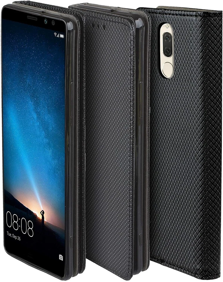 CUSTODIA LIBRO PER HUAWEI MATE 10 LITE - COVER SMART MAGNET CASE NERO - Immagine 3 di 4